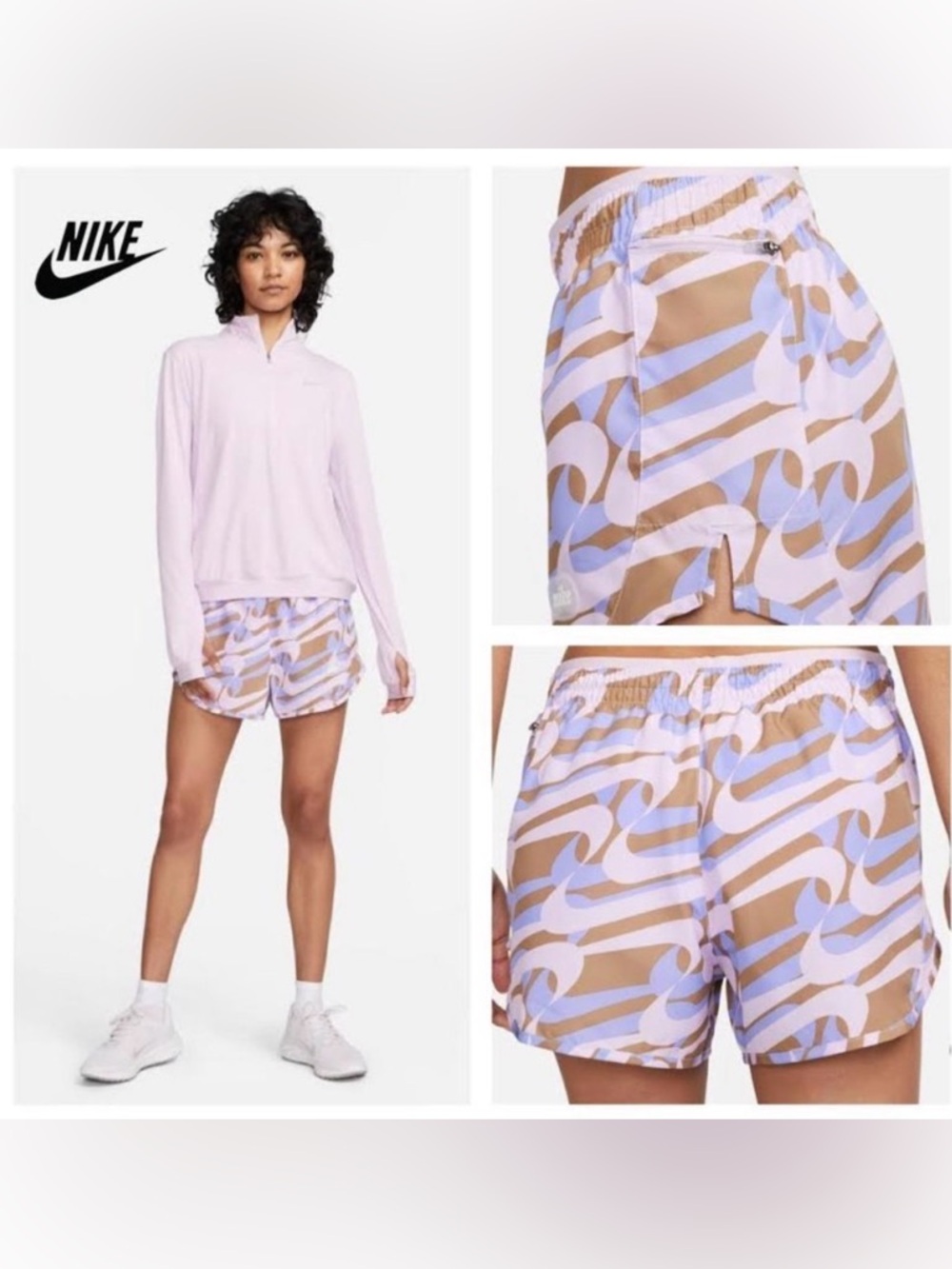 NWT $48 NIKE Women S Dri-FIT Icon Tempo Luxe Running Shorts w IPHONE ZIP POCKET